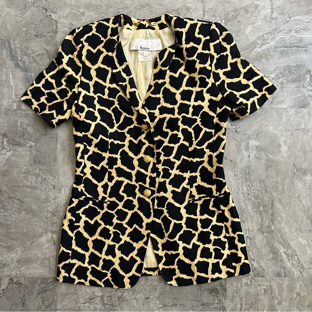 Escada made in Italy vintage giraffe print linen blazer